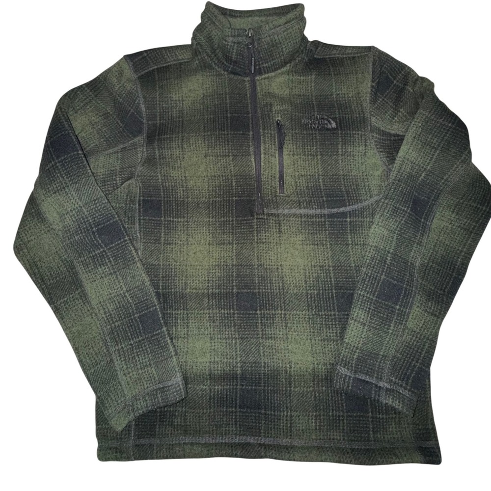 The North Face Fleece Pullover Sm and Green Plaid Quarter‎ Zip Gorpcore Hiking